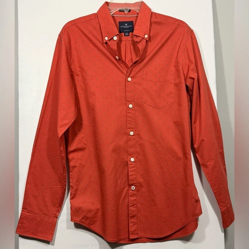 Men's American Eagle Outfitters Size Small Orange Button-Up Shirt